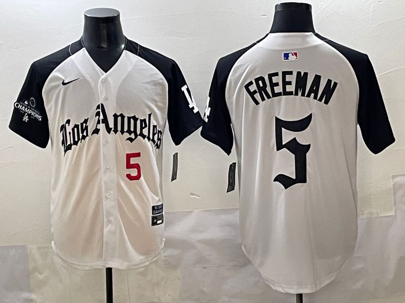 Men 2025 Los Angeles Dodgers #5 Freeman White black Five generations Joint Name Nike MLB Jersey style 5263->los angeles dodgers->MLB Jersey